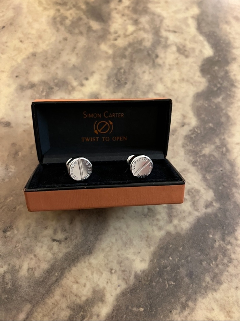Simon Carter Aspirin Round Twist-Top Cufflinks - Silver